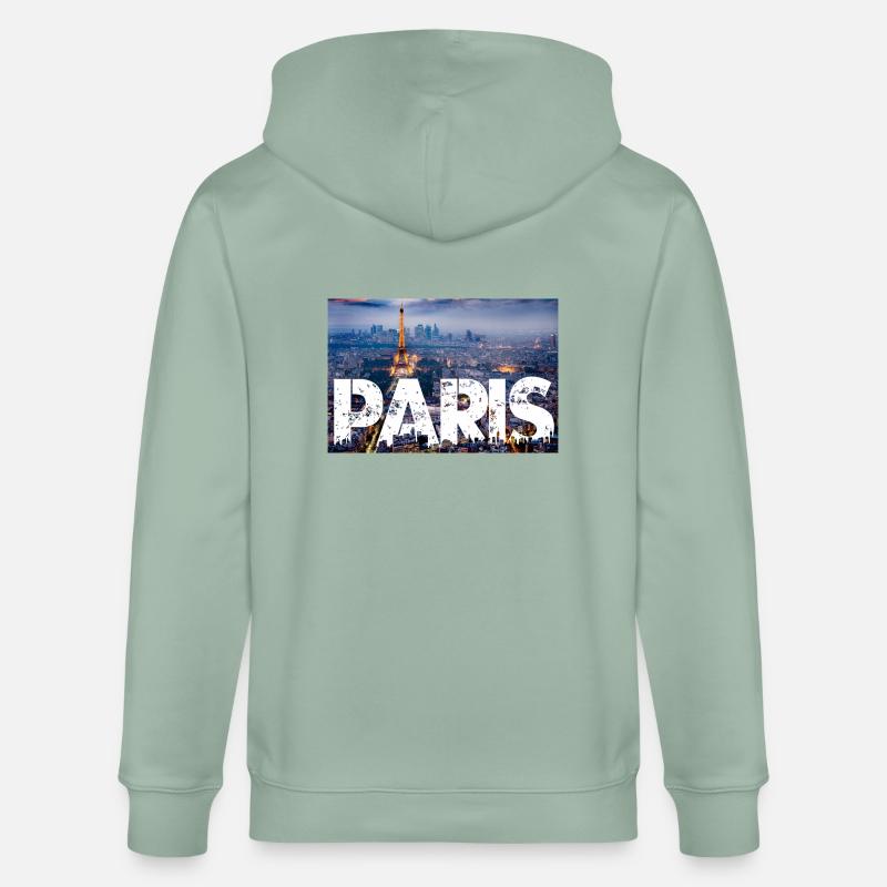 Paris Eiffelturm - Stanley/Stella Unisex Bio-Kapuzenjacke CULTIVATOR  - Helles Graugrün