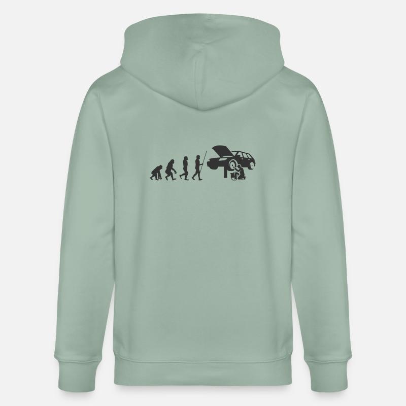 Evolution KfZ-Mechaniker Handwerker - Stanley/Stella Unisex Bio-Kapuzenjacke CULTIVATOR  - Helles Graugrün