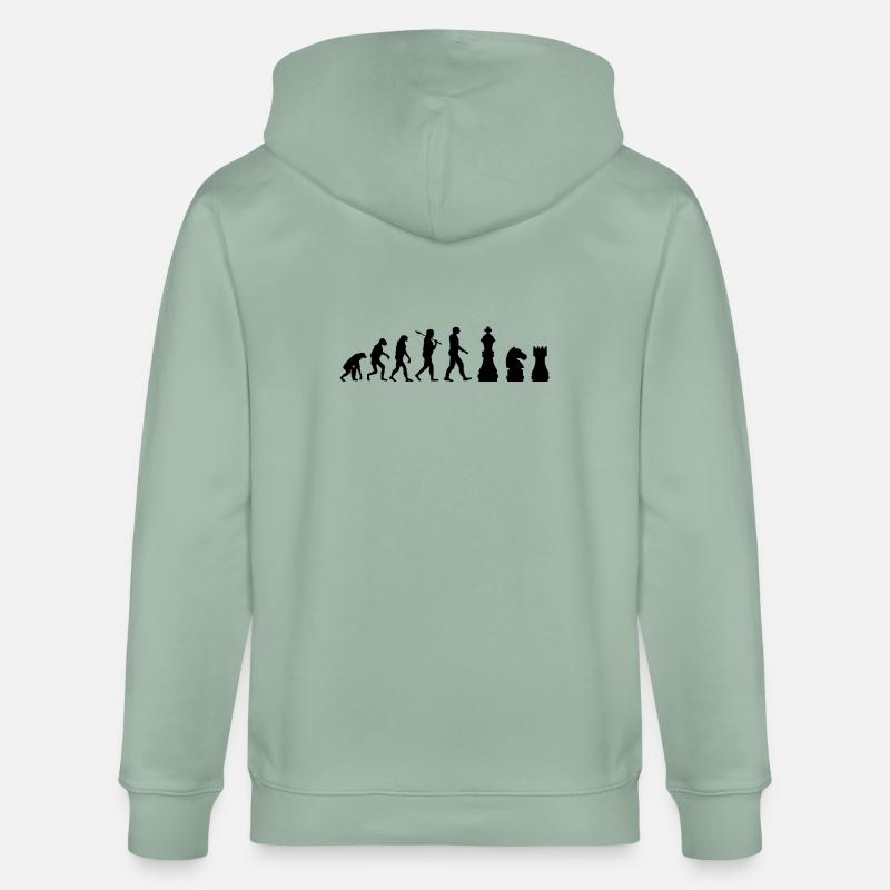 Schachfiguren Evolution Schach Geschenk - Stanley/Stella Unisex Bio-Kapuzenjacke CULTIVATOR  - Helles Graugrün