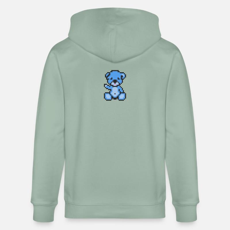 Pixel Bär Blauer Himmel - Stanley/Stella Unisex Bio-Kapuzenjacke CULTIVATOR  - Helles Graugrün