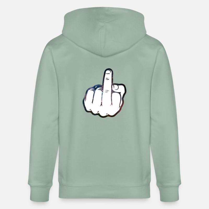 Mittelfinger Comic - Stanley/Stella Unisex Bio-Kapuzenjacke CULTIVATOR  - Helles Graugrün