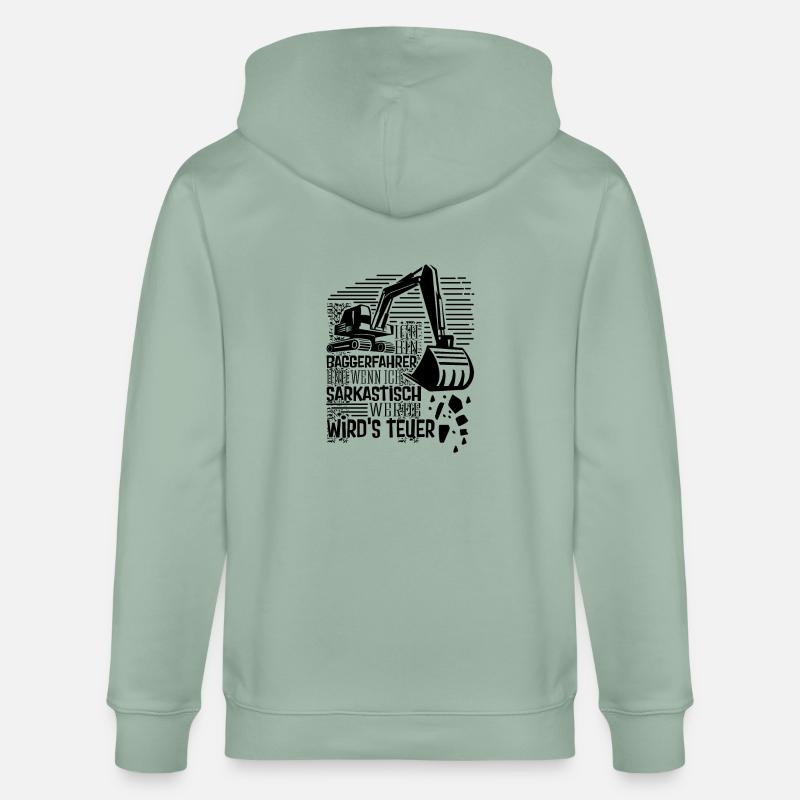 Baggerführer Sarkastisch werden Bagger - Stanley/Stella Unisex Bio-Kapuzenjacke CULTIVATOR  - Helles Graugrün