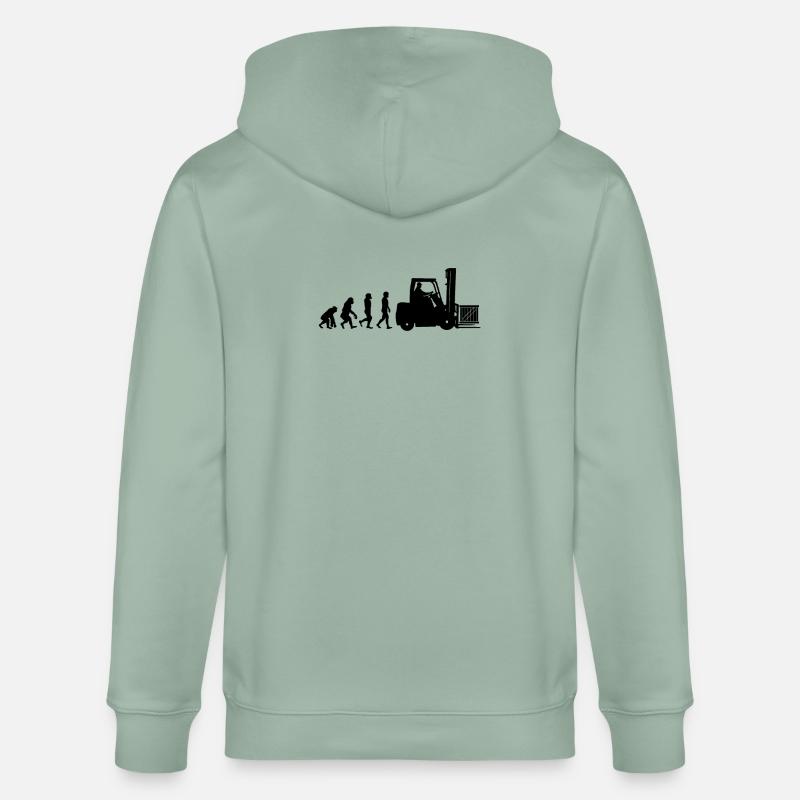 Evolution eines Staplerfahrer - Stanley/Stella Unisex Bio-Kapuzenjacke CULTIVATOR  - Helles Graugrün