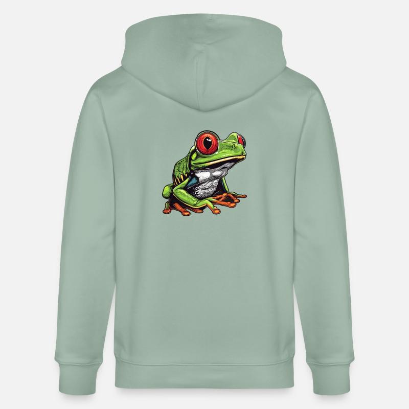 Tree Frog Baumfrösche Baumfrosch - Stanley/Stella Unisex Bio-Kapuzenjacke CULTIVATOR  - Helles Graugrün
