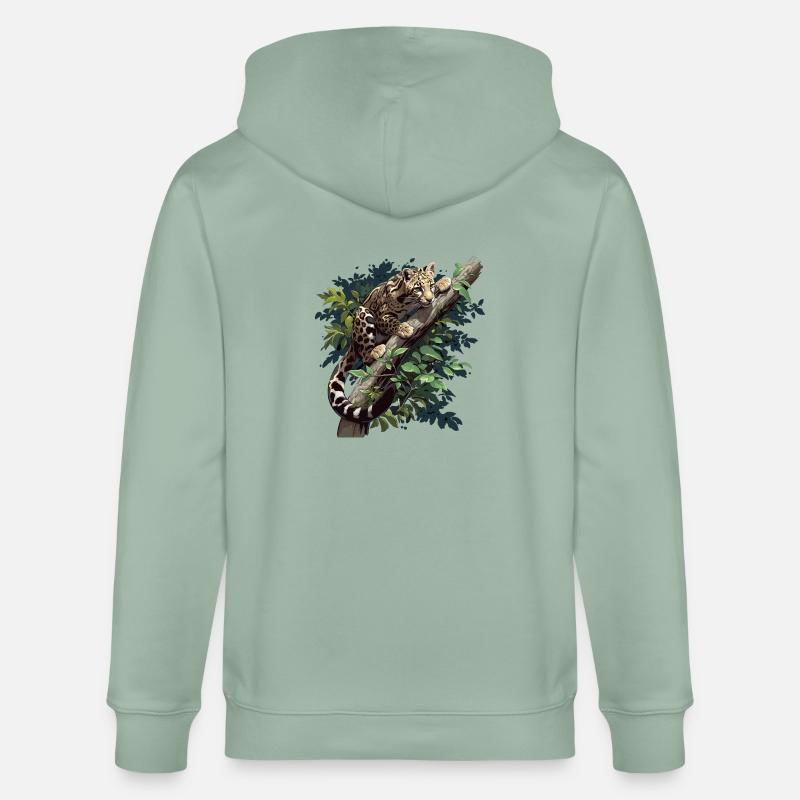 Clouded Leopard Nebelparder - Stanley/Stella Unisex Bio-Kapuzenjacke CULTIVATOR  - Helles Graugrün