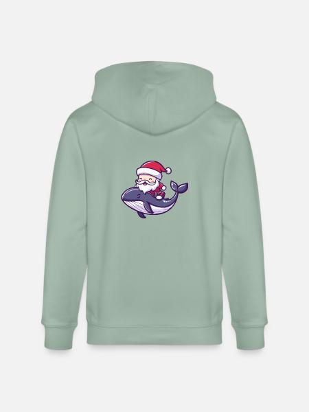 Wal Weihnachtsmann Cartoon - Stanley/Stella Unisex Bio-Kapuzenjacke CULTIVATOR - Helles Graugrün