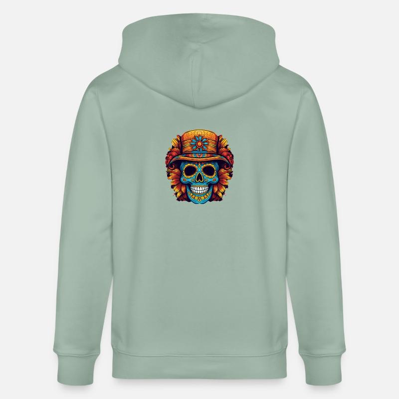 Cinco de Mayo Skull - Stanley/Stella Unisex Bio-Kapuzenjacke CULTIVATOR  - Helles Graugrün