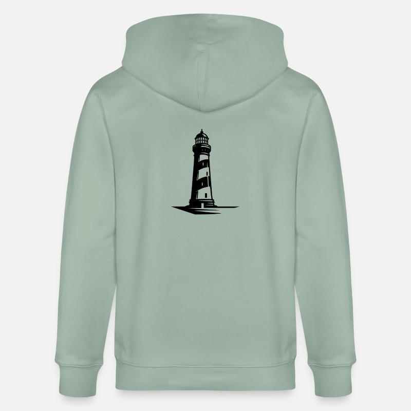 Phare rayé sur la côte - Veste à capuche bio CULTIVATOR Stanley/Stella Unisexe - vert de gris clair