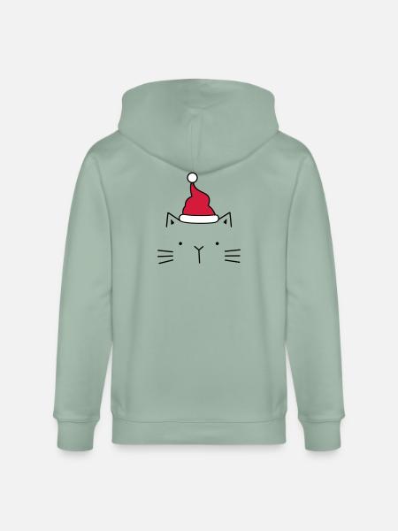 Cat Santa Claus Christmas hat Christmas - Stanley/Stella CULTIVATOR  Unisex Organic Hooded Jacket - aloe