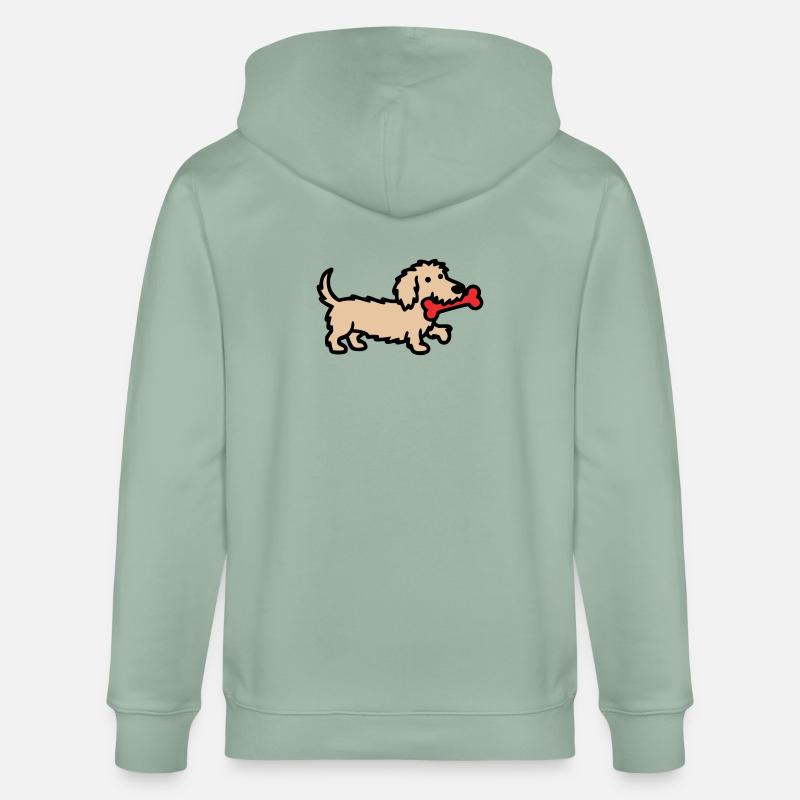 Terrier Doodle Knochen Comic - Stanley/Stella Unisex Bio-Kapuzenjacke CULTIVATOR  - Helles Graugrün