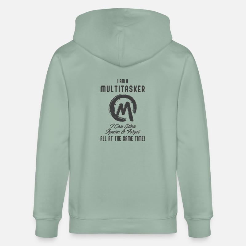 Ich bin ein Multitasker - Stanley/Stella Unisex Bio-Kapuzenjacke CULTIVATOR  - Helles Graugrün