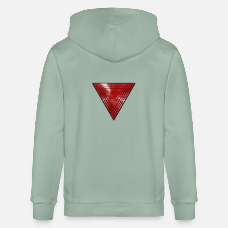 Abstrakte Pyramide in Rot - Stanley/Stella Unisex Bio-Kapuzenjacke CULTIVATOR  - Helles Graugrün