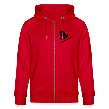 zauberer - Stanley/Stella Unisex Bio-Kapuzenjacke CULTIVATOR  - Rot - Vorne - Nico (186cm) & Anna (173cm)