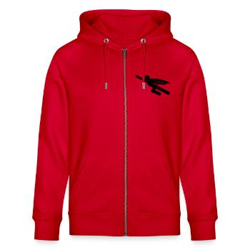 superhero - Stanley/Stella CULTIVATOR  Unisex Organic Hooded Jacket - red - Front - Nico (186cm) & Anna (173cm)