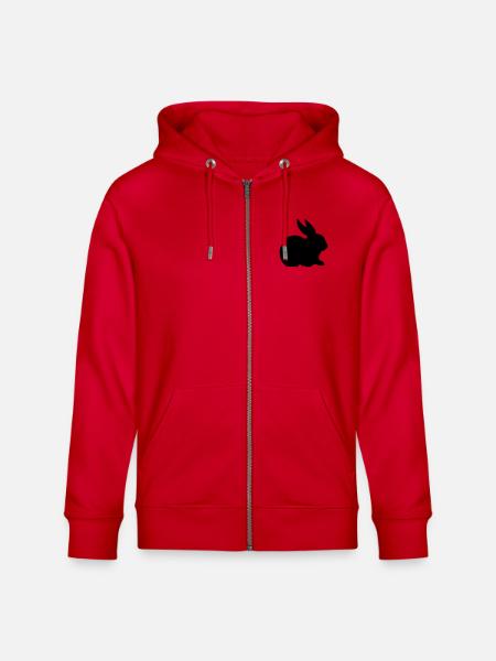 Bunny rabbit silhouette - Stanley/Stella CULTIVATOR  Unisex Organic Hooded Jacket - red