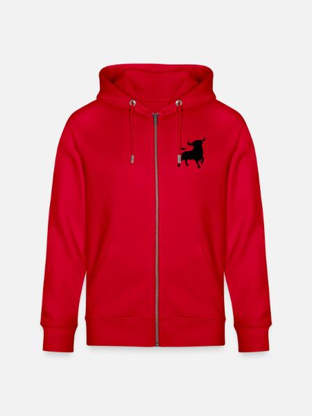 fighting bull andalusia spanish basque bull - Stanley/Stella CULTIVATOR  Unisex Organic Hooded Jacket - red