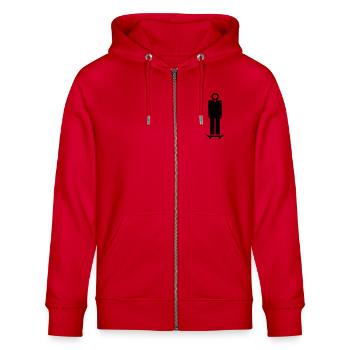Skate - Stanley/Stella Unisex Bio-Kapuzenjacke CULTIVATOR  - Rot - Vorne - Nico (186cm) & Anna (173cm)