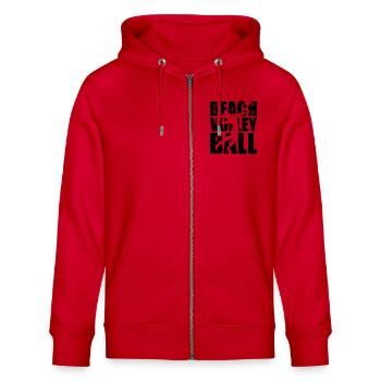 Beachvolleyball - Stanley/Stella Unisex Bio-Kapuzenjacke CULTIVATOR  - Rot - Vorne - Nico (186cm) & Anna (173cm)