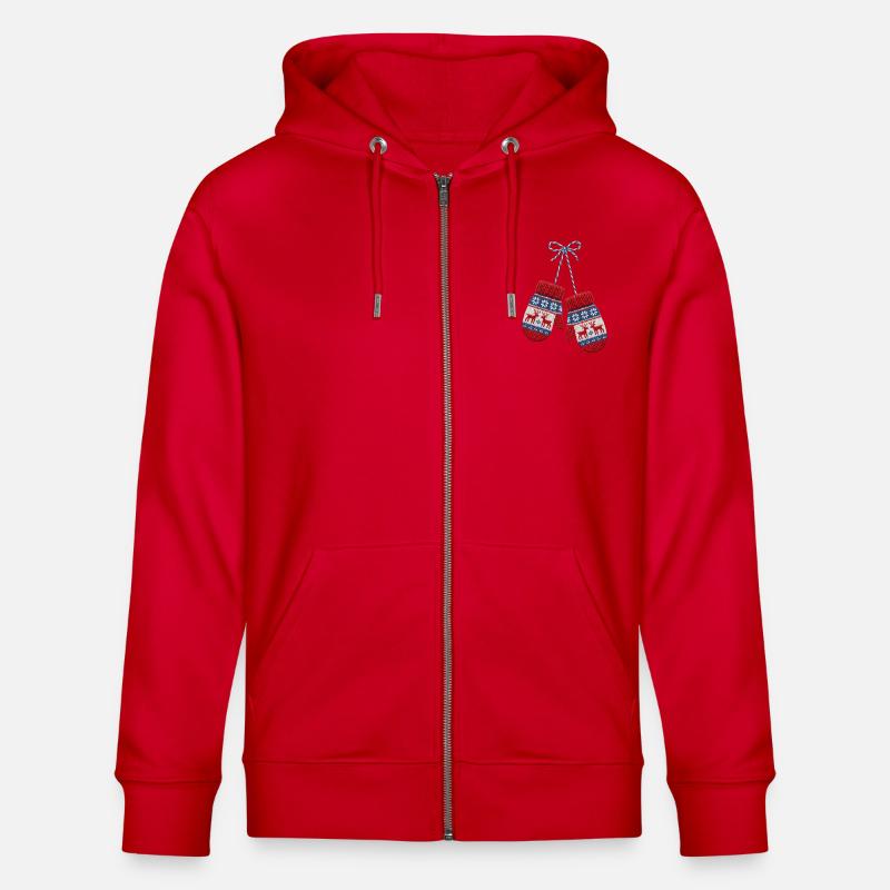 Moufles de Noël brodée (imprimé) - Veste à capuche bio CULTIVATOR Stanley/Stella Unisexe - rouge