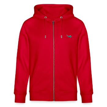Pfeil - Stanley/Stella Unisex Bio-Kapuzenjacke CULTIVATOR  - Rot - Vorne - Nico (186cm) & Anna (173cm)