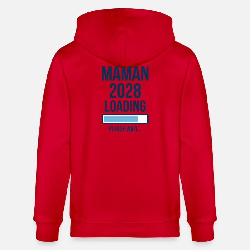 Annonce Grossesse Maman 2028 Loading - Veste à capuche bio CULTIVATOR Stanley/Stella Unisexe - rouge
