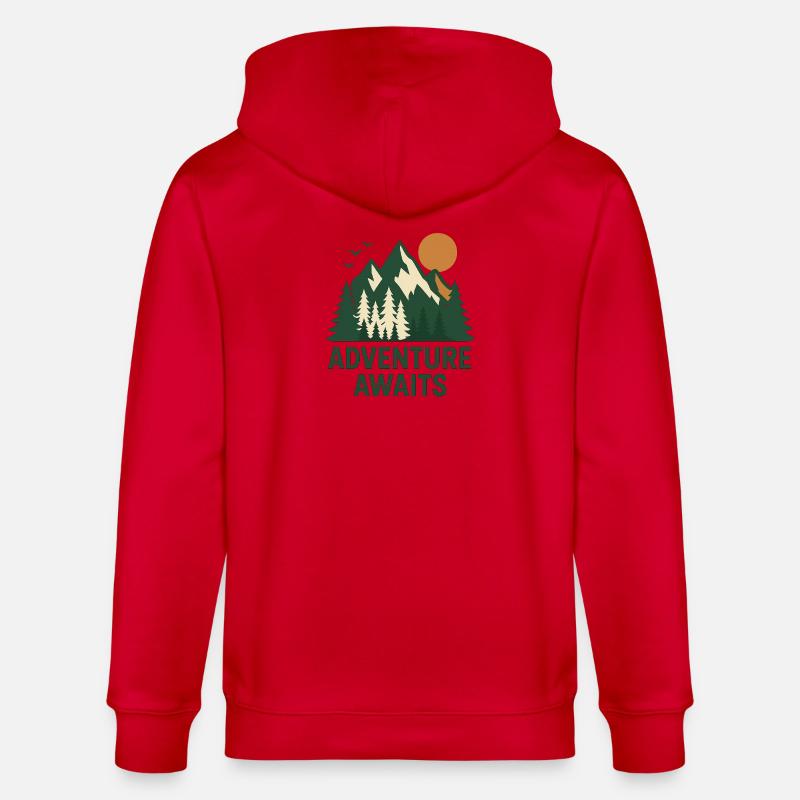 Abenteuerwald Berglandschaft - Stanley/Stella Unisex Bio-Kapuzenjacke CULTIVATOR  - Rot