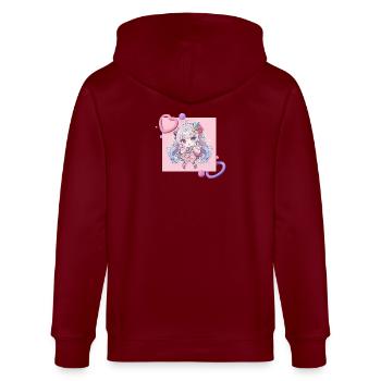 Pastel Chibi Heart Accent - Stanley/Stella CULTIVATOR  Unisex Organic Hooded Jacket - burgundy - Back - Anna (173cm)