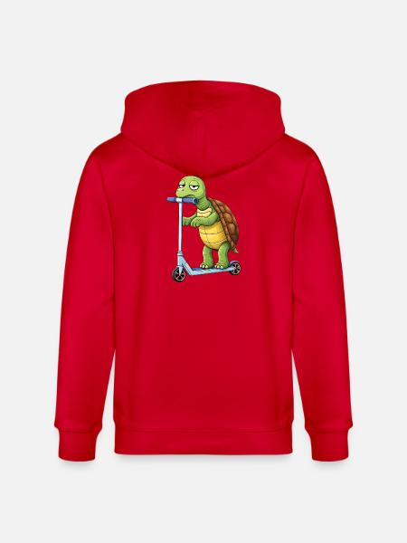 Sød Skildpadde Tegnefilm Scooter Scooter Kedelig - Stanley/Stella økologisk unisex-hættejakke CULTIVATOR  - rød