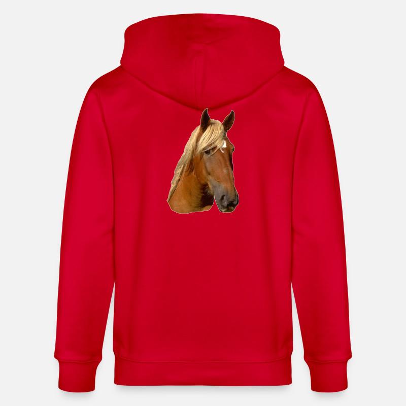 Pferd frontal - Stanley/Stella Unisex Bio-Kapuzenjacke CULTIVATOR  - Rot