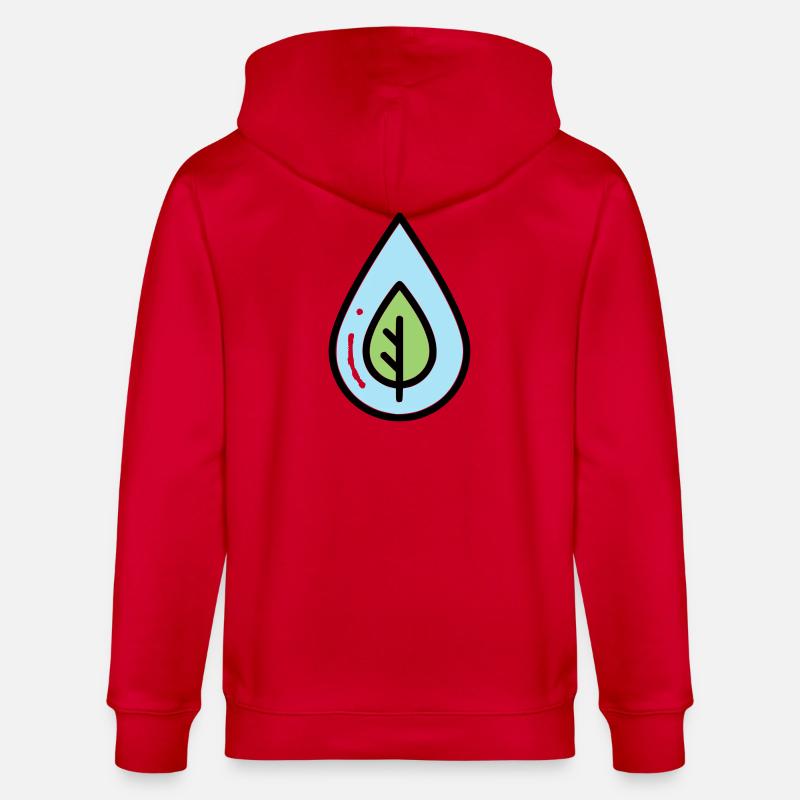 Éco de feuilles à goutte d’eau - Veste à capuche bio CULTIVATOR Stanley/Stella Unisexe - rouge