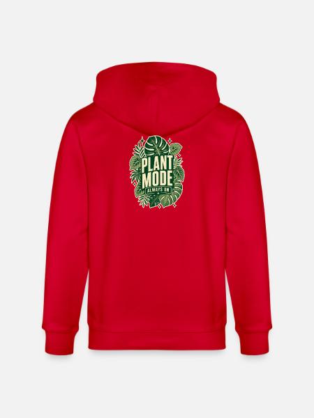 Plant Mode Always On – Monstera Design - Stanley/Stella Unisex Bio-Kapuzenjacke CULTIVATOR - Rot