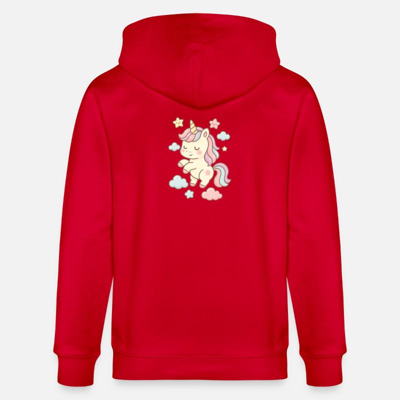 Schöne Einhorn-Illustration mit Pastellmuster - Stanley/Stella Unisex Bio-Kapuzenjacke CULTIVATOR - Rot