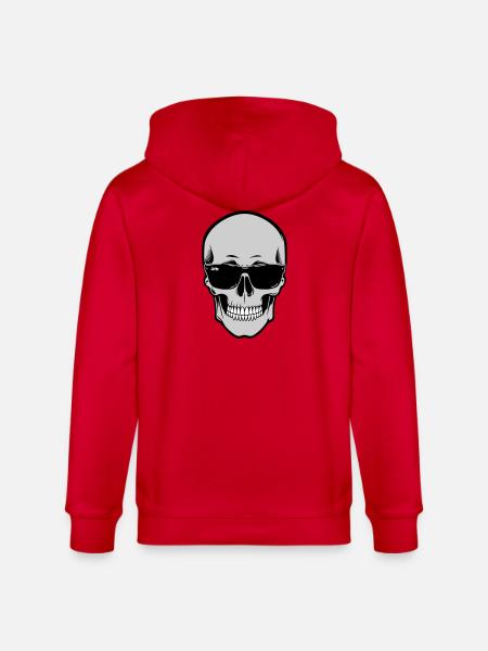 Skull with Sunglasses Graphic - Stanley/Stella CULTIVATOR Unisex Organic Hooded Jacket - red
