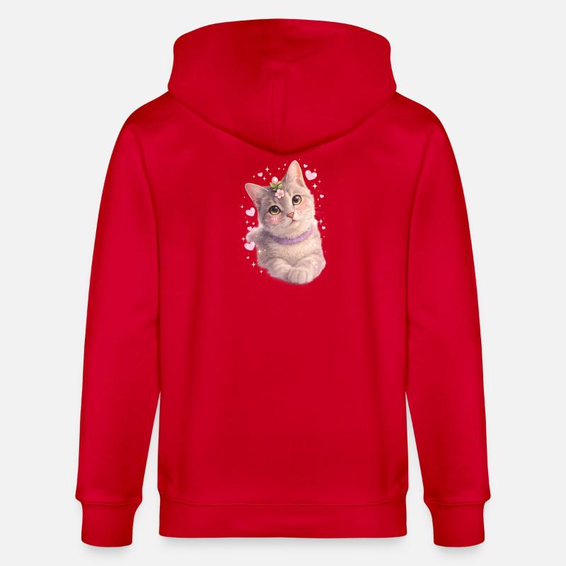 Chaton fleuri - Veste à capuche bio CULTIVATOR Stanley/Stella Unisexe - rouge