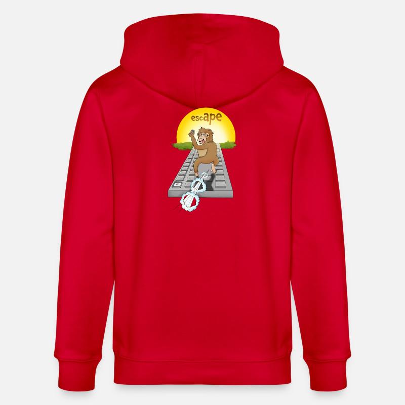 Humorous monkey design with keyboard - Stanley/Stella CULTIVATOR Unisex Organic Hooded Jacket - red
