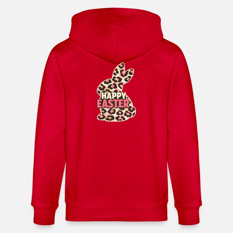 Happy Easter Easter Bunny Leopard - Stanley/Stella CULTIVATOR  Unisex Organic Hooded Jacket - red