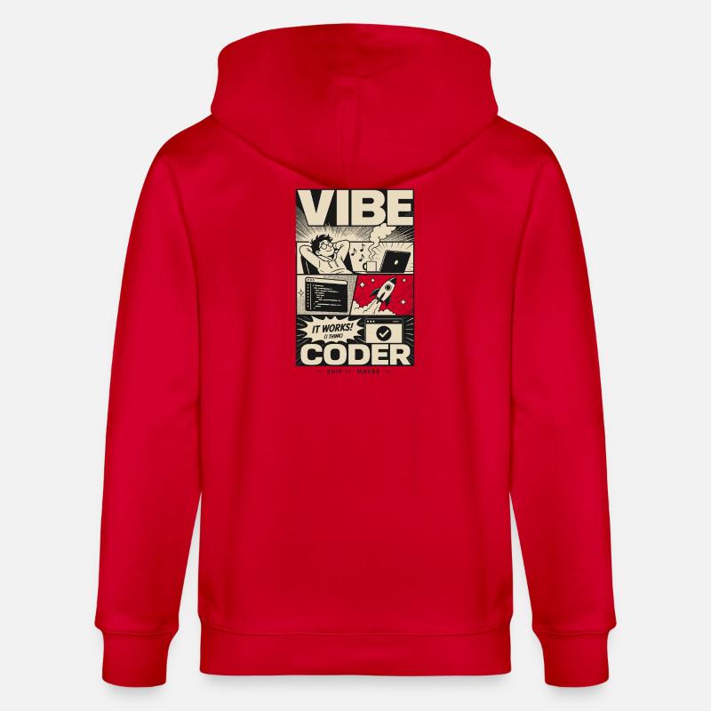 Vibe Coder Programmer Humor - Stanley/Stella CULTIVATOR  Unisex Organic Hooded Jacket - red