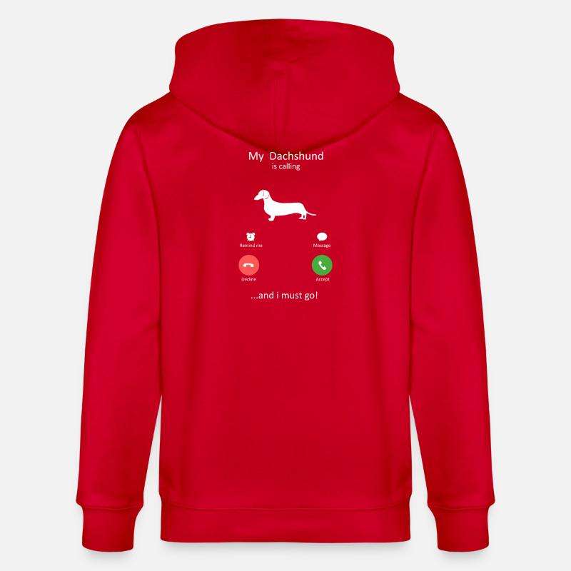 Dackel ruft Smartphone-Schnittstelle Kunst - Stanley/Stella Unisex Bio-Kapuzenjacke CULTIVATOR - Rot