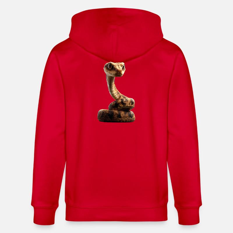 Schlange Python Kobra Klapperschlange Schlangen - Stanley/Stella Unisex Bio-Kapuzenjacke CULTIVATOR  - Rot