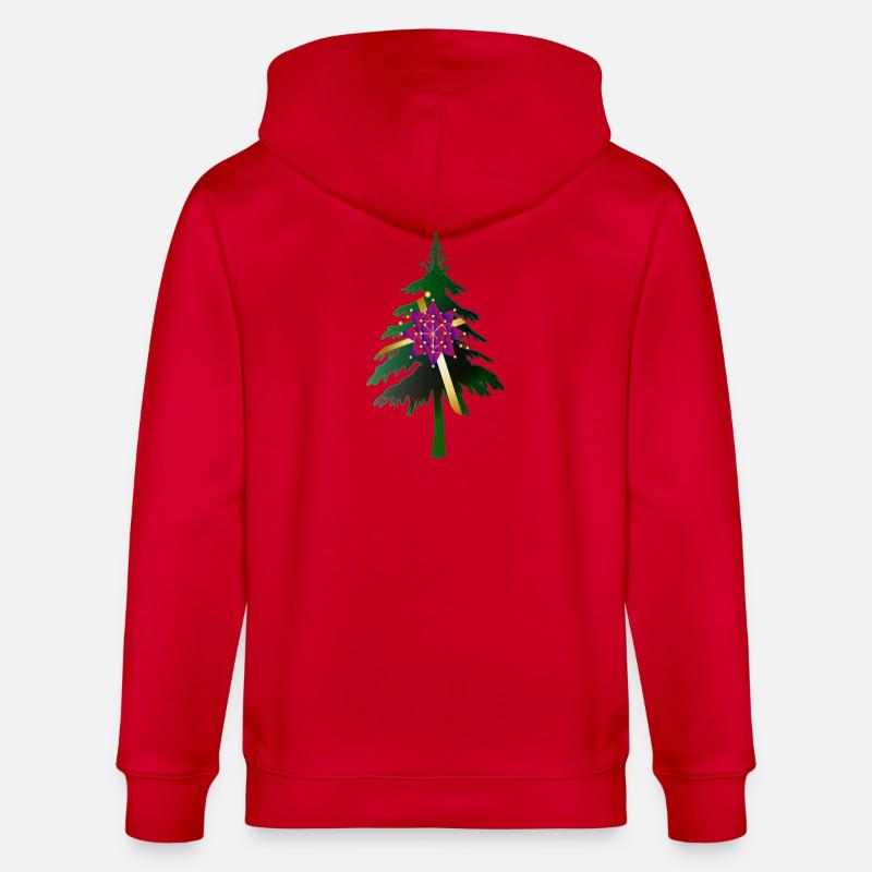 Christbaum oder Weihnachtsbaum & Geschenkschleife - Stanley/Stella Unisex Bio-Kapuzenjacke CULTIVATOR  - Rot