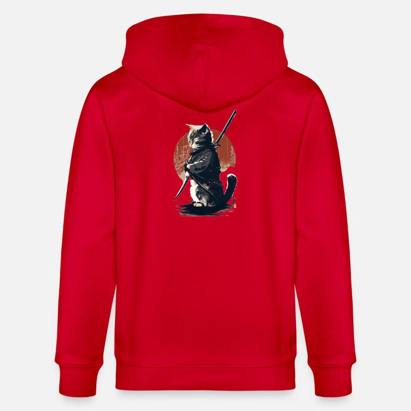 Kawaii Neko Samurai : Katzen-Samurai - Stanley/Stella Unisex Bio-Kapuzenjacke CULTIVATOR  - Rot