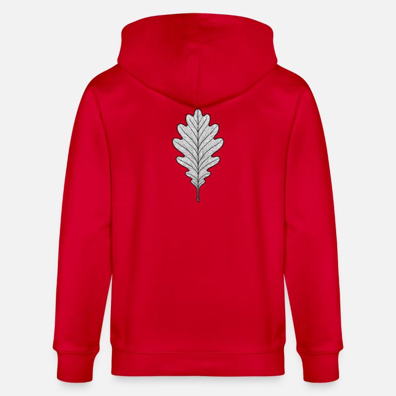 Monochromes Eichenblatt-Design - Stanley/Stella Unisex Bio-Kapuzenjacke CULTIVATOR  - Rot