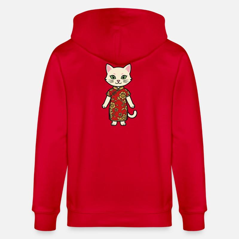 Chat de Chine de Shanghai - Veste à capuche bio CULTIVATOR Stanley/Stella Unisexe - rouge