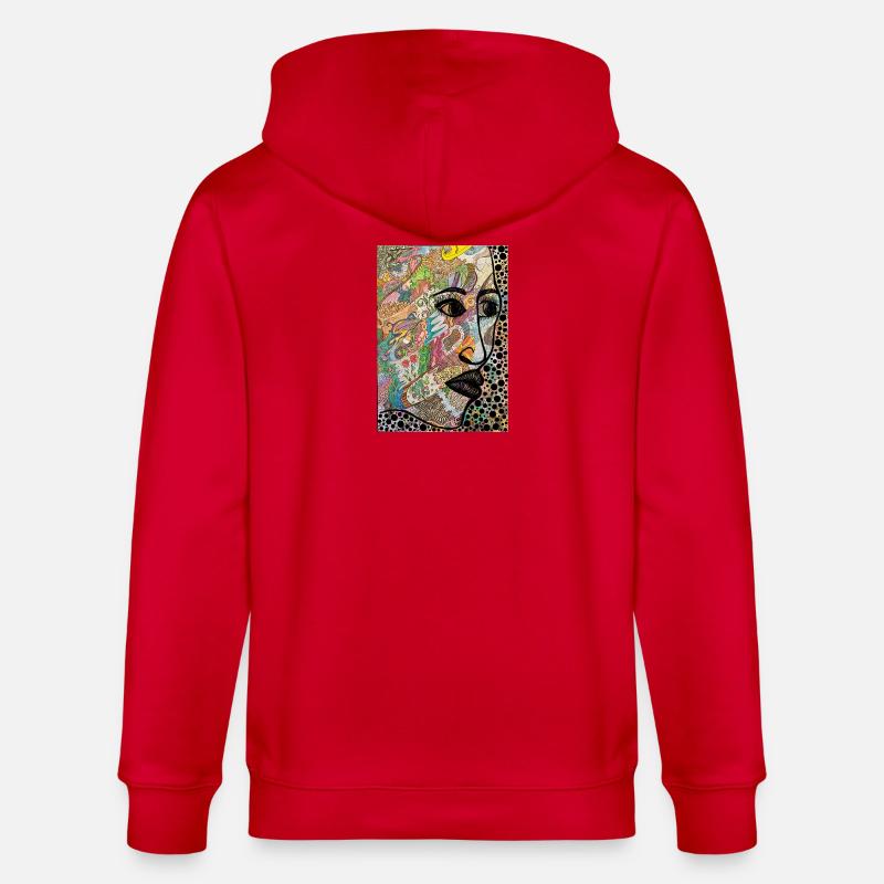 Visage abstrait en profil - Veste à capuche bio CULTIVATOR Stanley/Stella Unisexe - rouge