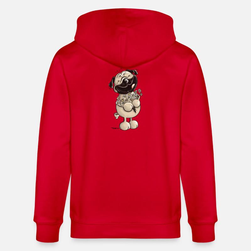 Süßer Mops - Möpse - Mopsfideler Mops - Geschenk - Stanley/Stella Unisex Bio-Kapuzenjacke CULTIVATOR  - Rot