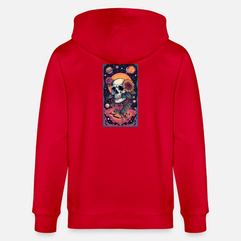 Crâne et Fleur de l’Espace - Veste à capuche bio CULTIVATOR Stanley/Stella Unisexe - rouge