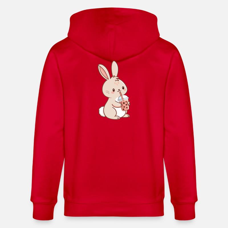 Lapin Kawaii et Bubble Tea - Veste à capuche bio CULTIVATOR Stanley/Stella Unisexe - rouge