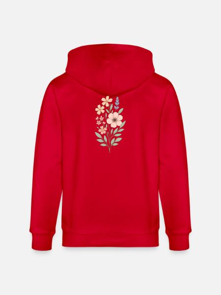 Pastellblumen Aquarellstrauß - Stanley/Stella Unisex Bio-Kapuzenjacke CULTIVATOR  - Rot