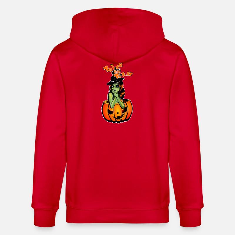 Süßes oder Saures Hexe im Kürbis - Stanley/Stella Unisex Bio-Kapuzenjacke CULTIVATOR - Rot