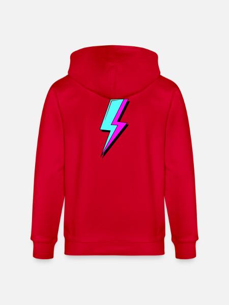Psychedelic Neon Lightning - Stanley/Stella CULTIVATOR Unisex Organic Hooded Jacket - red